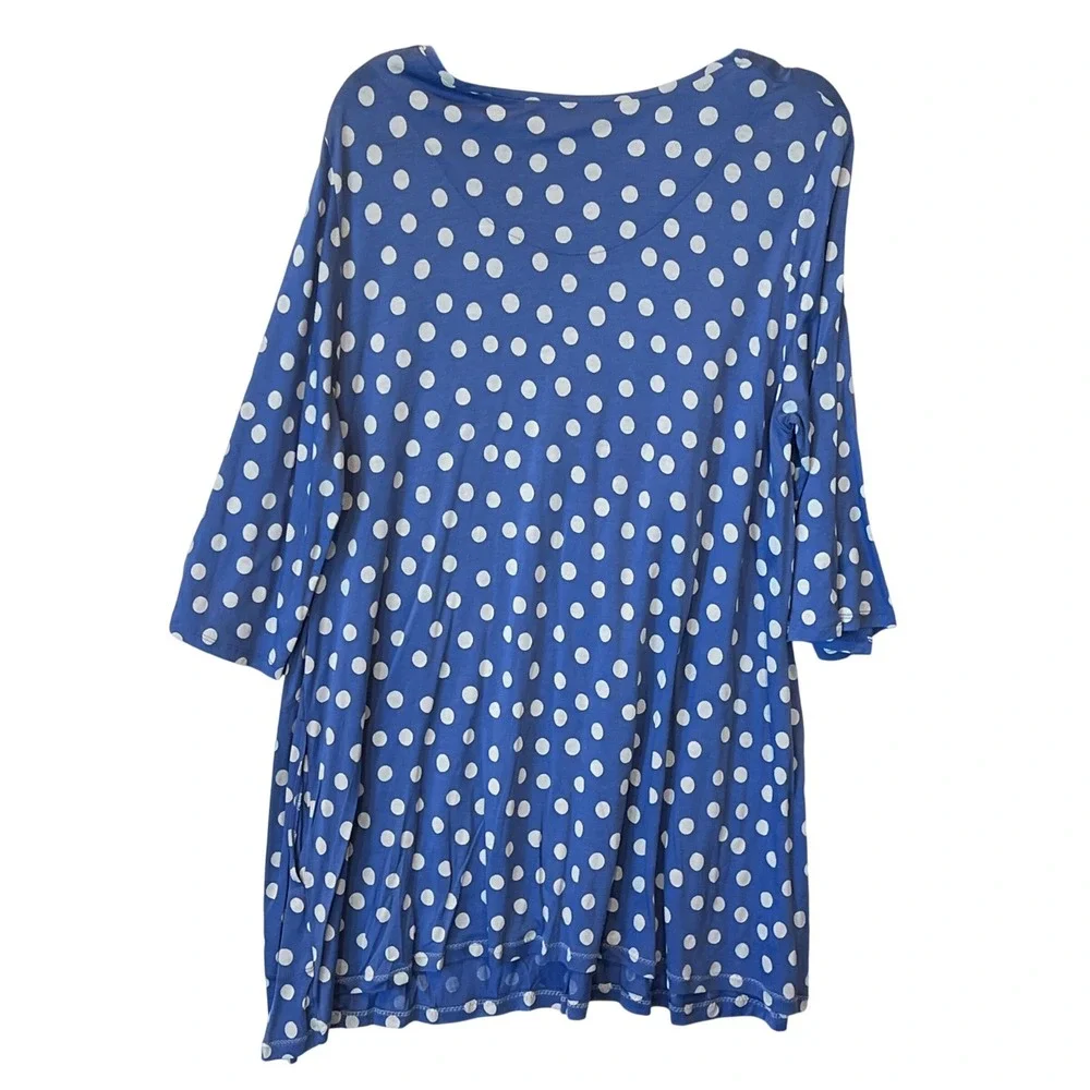 Gudrun Sjoden Polka Dot Tunic Dress Blue White Size L Pockets Organic Cotton‎ - Picture 6 of 9
